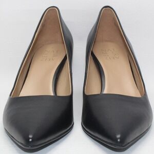 Naturalizer Everly Black Leather Pointed Toe Pumps Kitten Heels 9.5M NWOB